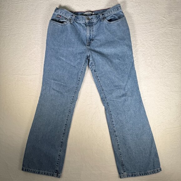 VTG Tommy Hilfiger Jeans Womens 10A Light Wash Mid Rise Classic‎ Fit BootcutY2k - Picture 1 of 11